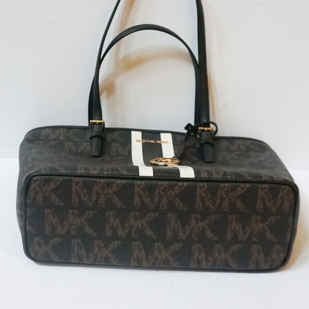 Michael Kors MD Carryall Tote MK Brown Black - Picture 5 of 12